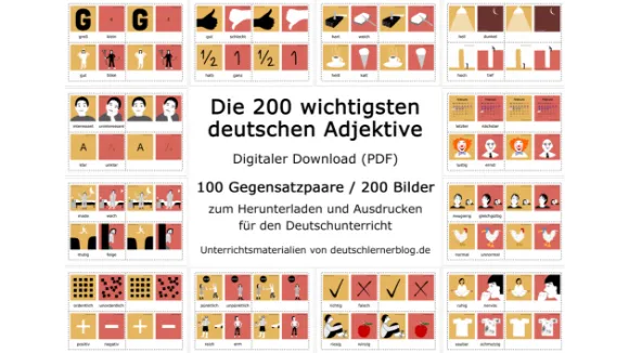 200 deutsche Adjektive  Bildkarten PDF