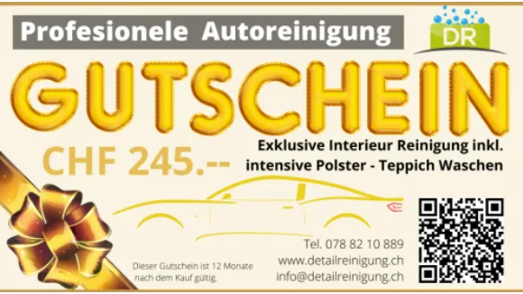 Geschenk Gutschein für Mobile Autoreinigung in Bern CH