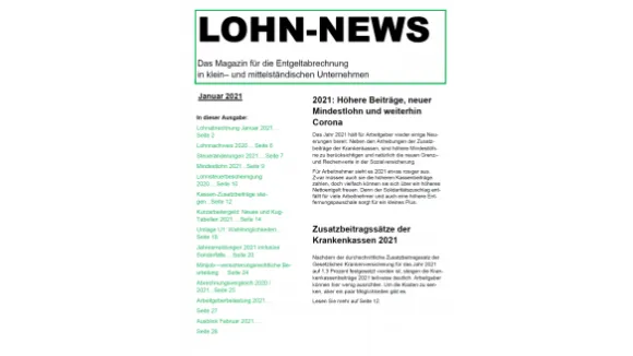 LohnNews Ausgabe Januar 2021