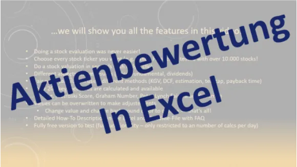 Aktien Bewertung in Excel FREE Version