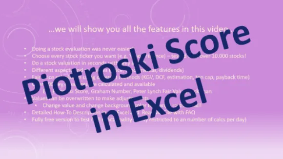 Piotroski Score in Excel FREE VERSION