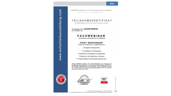 Zertifikat MEDIC Webinar